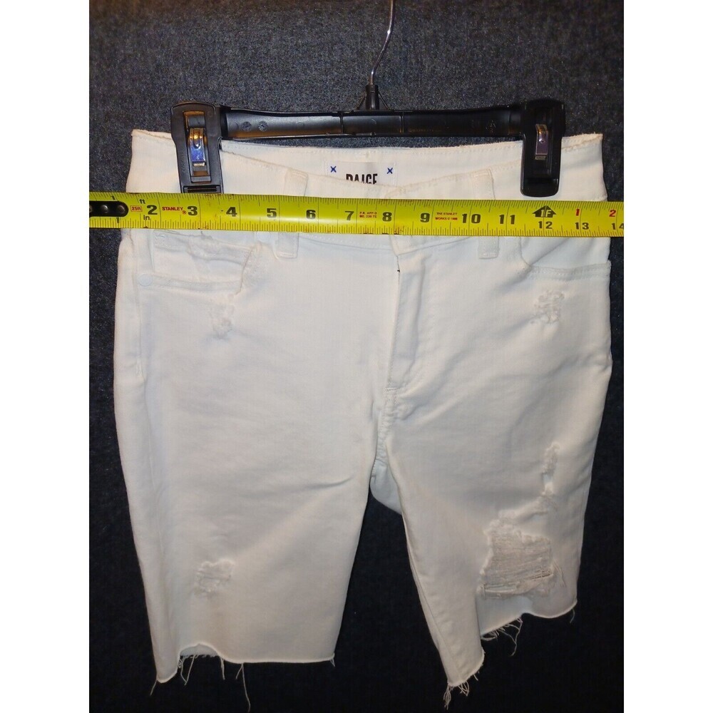 Paige‎ Cutoff White Bermuda Shorts  Women Sz 23 Stretch Distressed Raw Hem NWOT - Picture 5 of 6